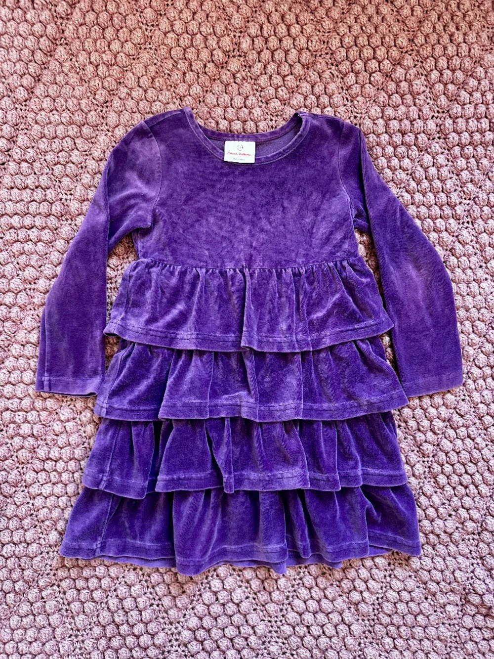 Hanna Anderson Velour Tiered Dress Size 5